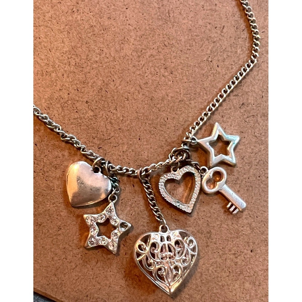 Icing Charm Necklace Womens OS Silver Multi Heart Star Key Good Y2K McBling